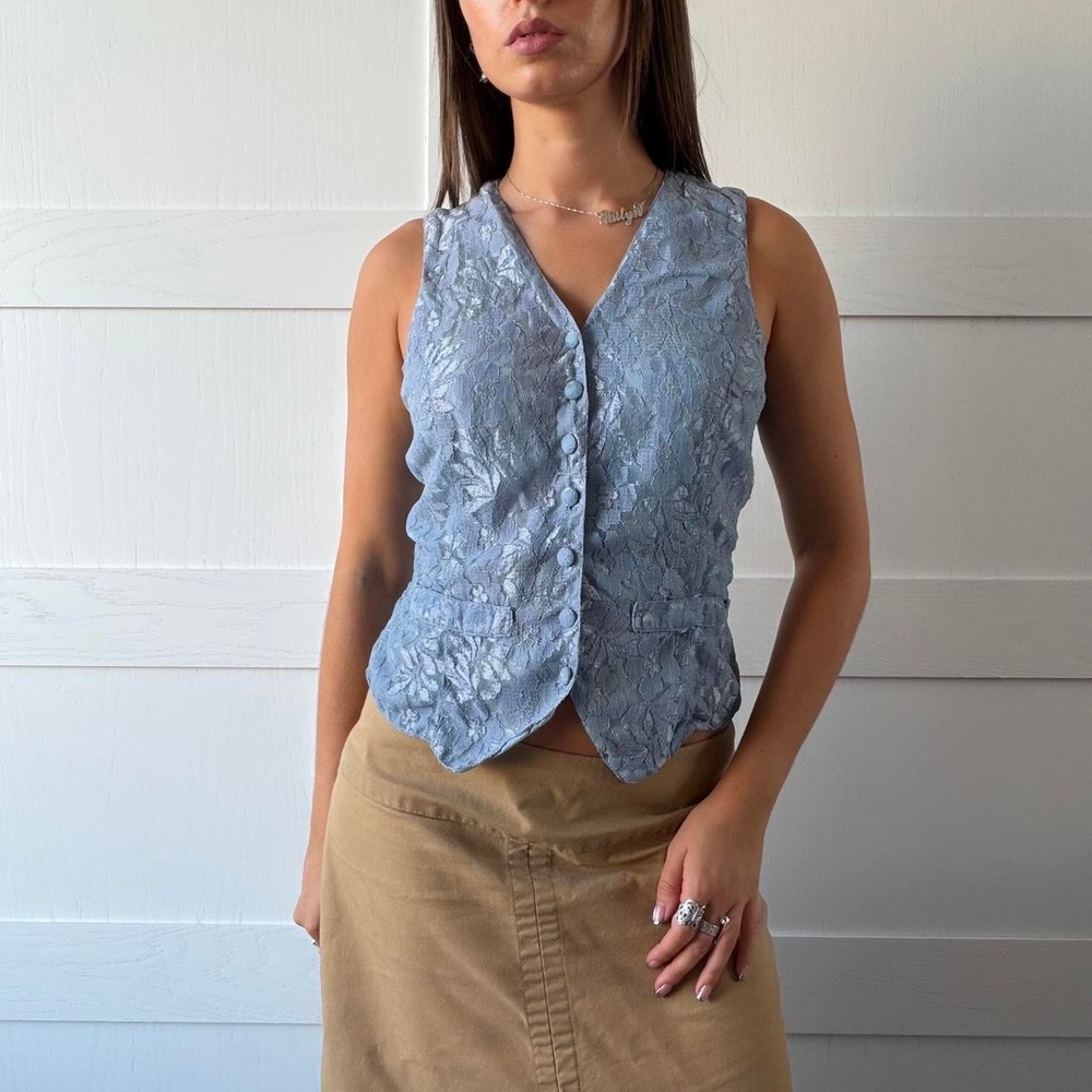 Vintage Starina Blue Lace Vest
